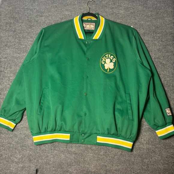 Boston Celtics Hardwood Classics Jacket Men's 3XL Green Snap Front NBA